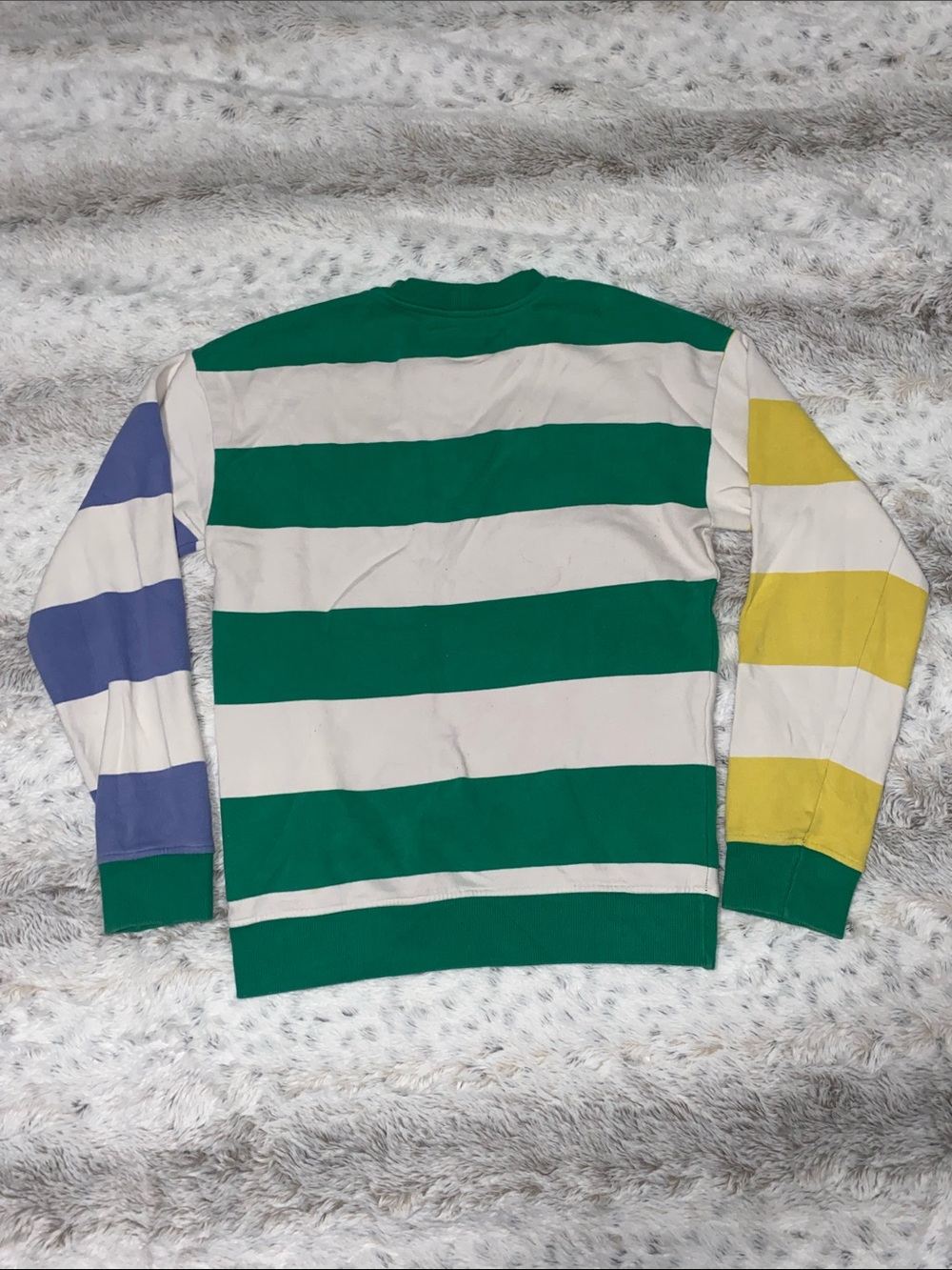 United Colors Of Benetton Green, White & Yellow Striped Crewneck Sweater - Picture 2 of 3